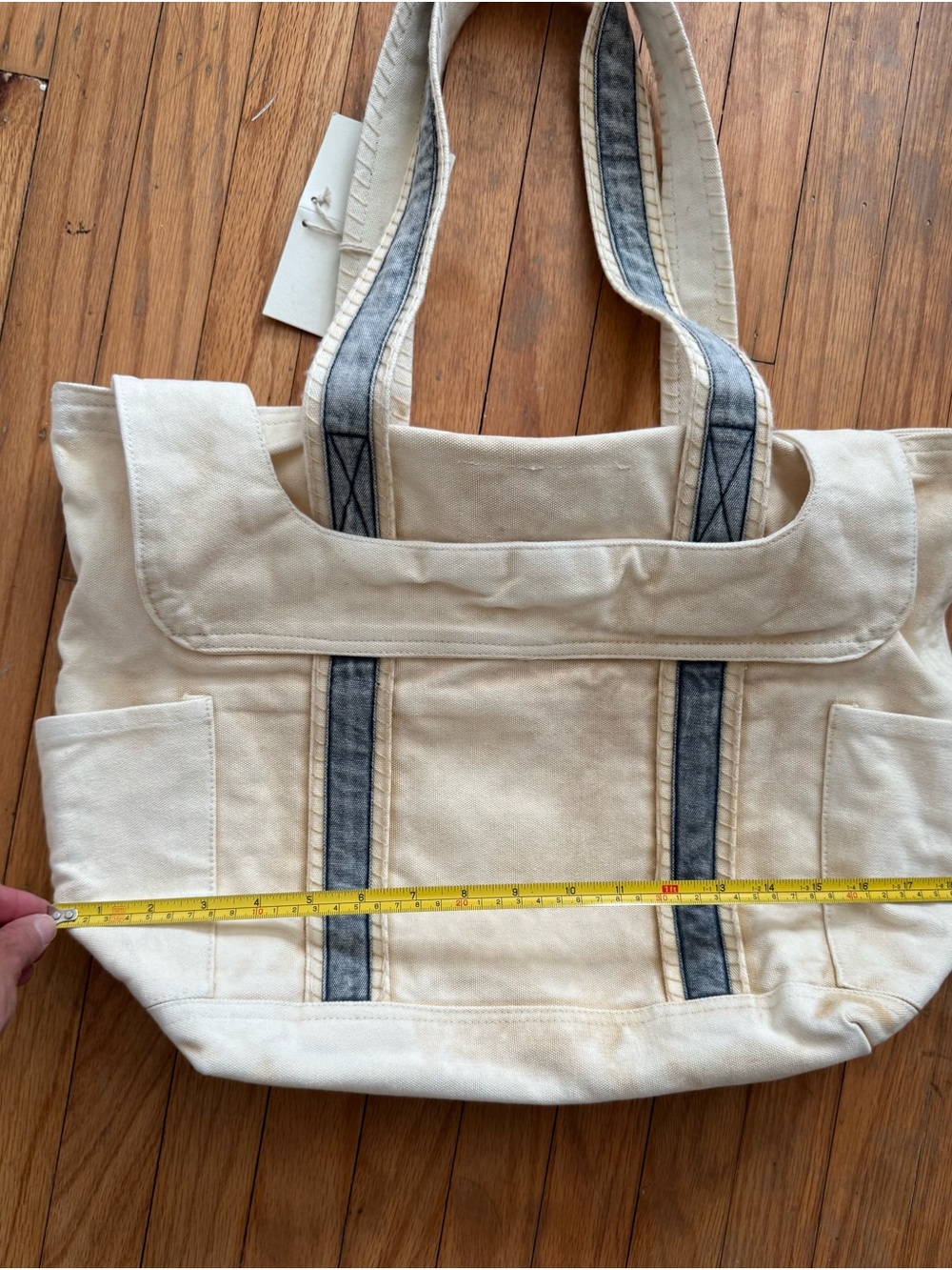 Free People Canvas Tote Bag with Contrast Straps - Cream - Picture 8 of 10